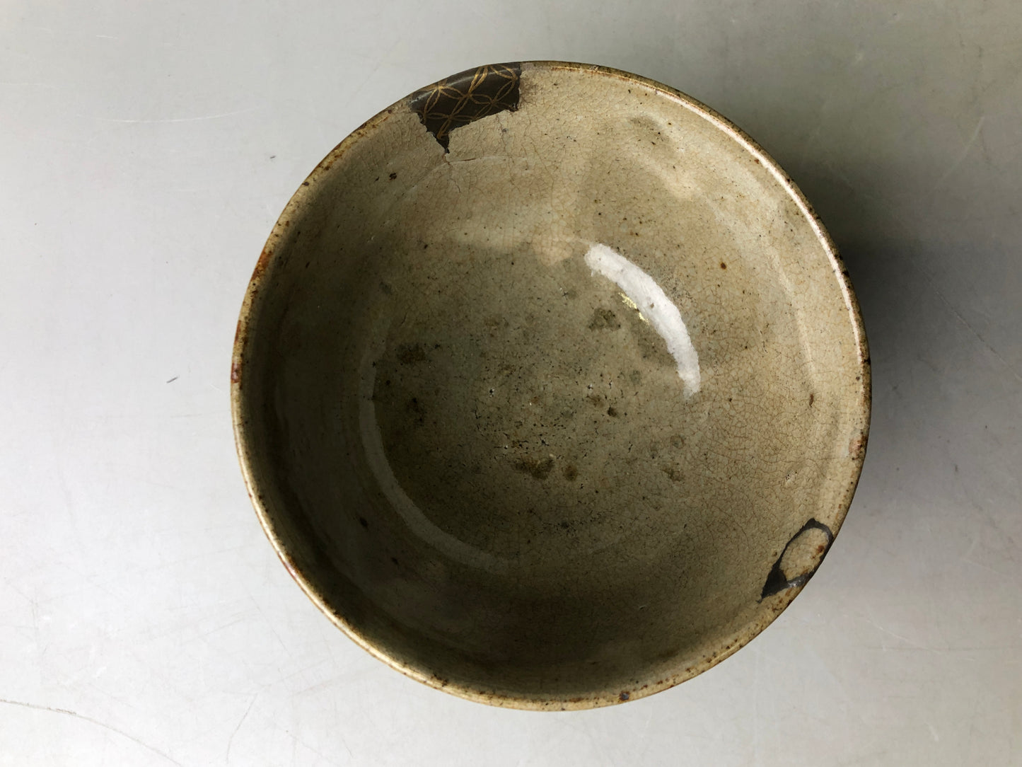 Y7825 CHAWAN Mino-ware kintsugi yobitsugi Japan antique tea ceremony pottery