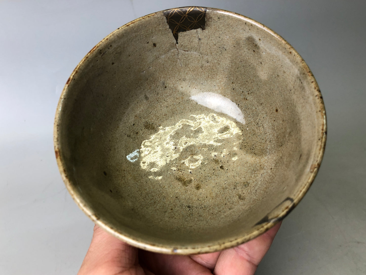 Y7825 CHAWAN Mino-ware kintsugi yobitsugi Japan antique tea ceremony pottery