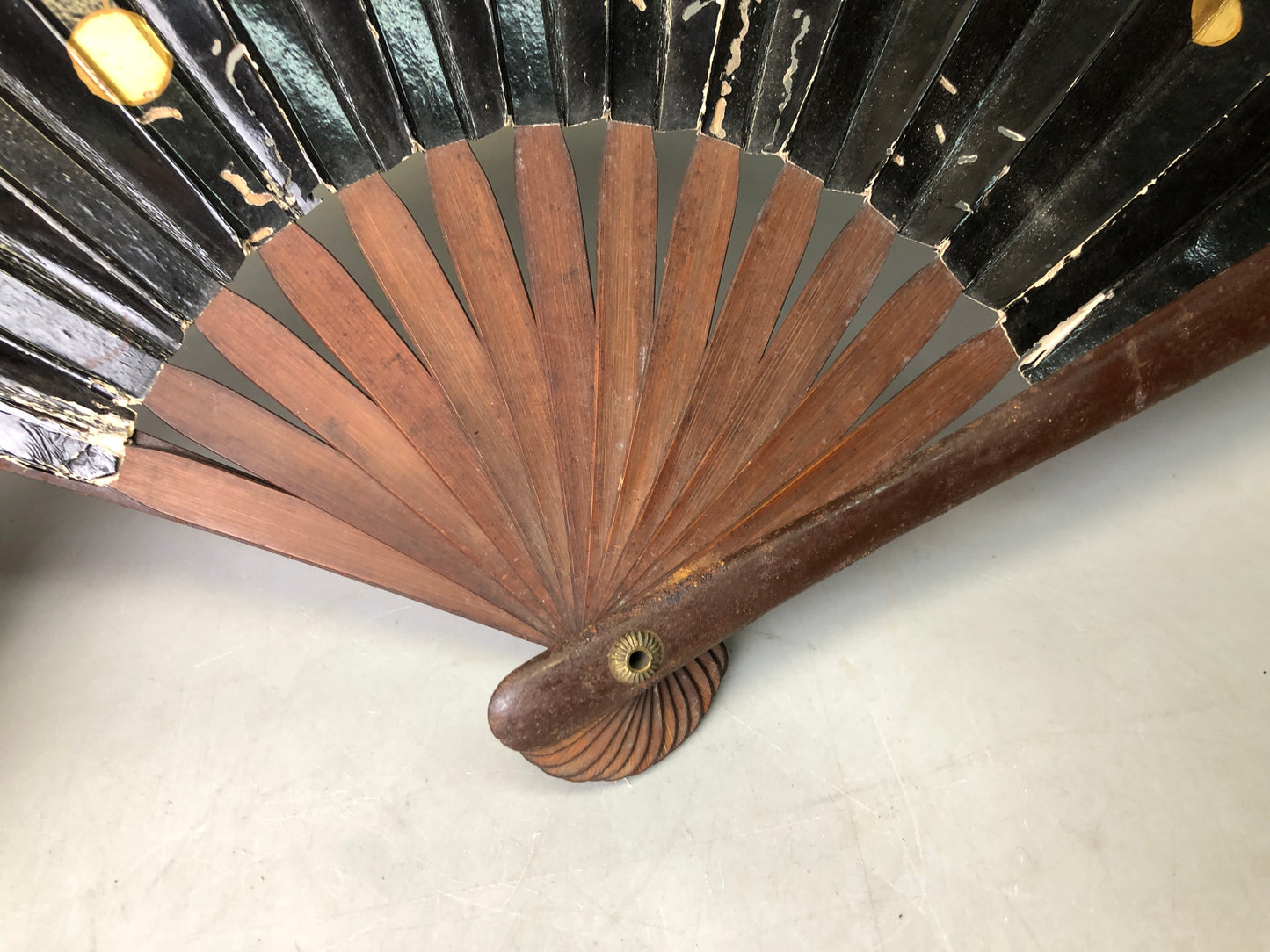 Y7828 TESSEN Iron Folding Fan Samurai hidden arms Hinomaru Japan antique vintage