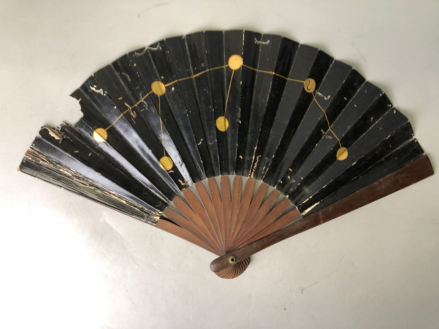 Y7828 TESSEN Iron Folding Fan Samurai hidden arms Hinomaru Japan antique vintage