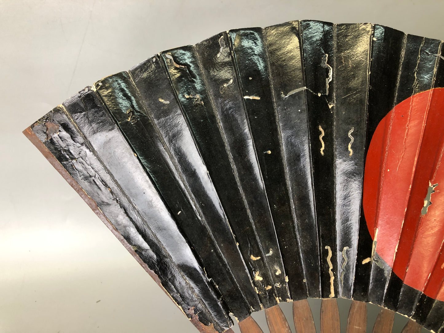 Y7828 TESSEN Iron Folding Fan Samurai hidden arms Hinomaru Japan antique vintage