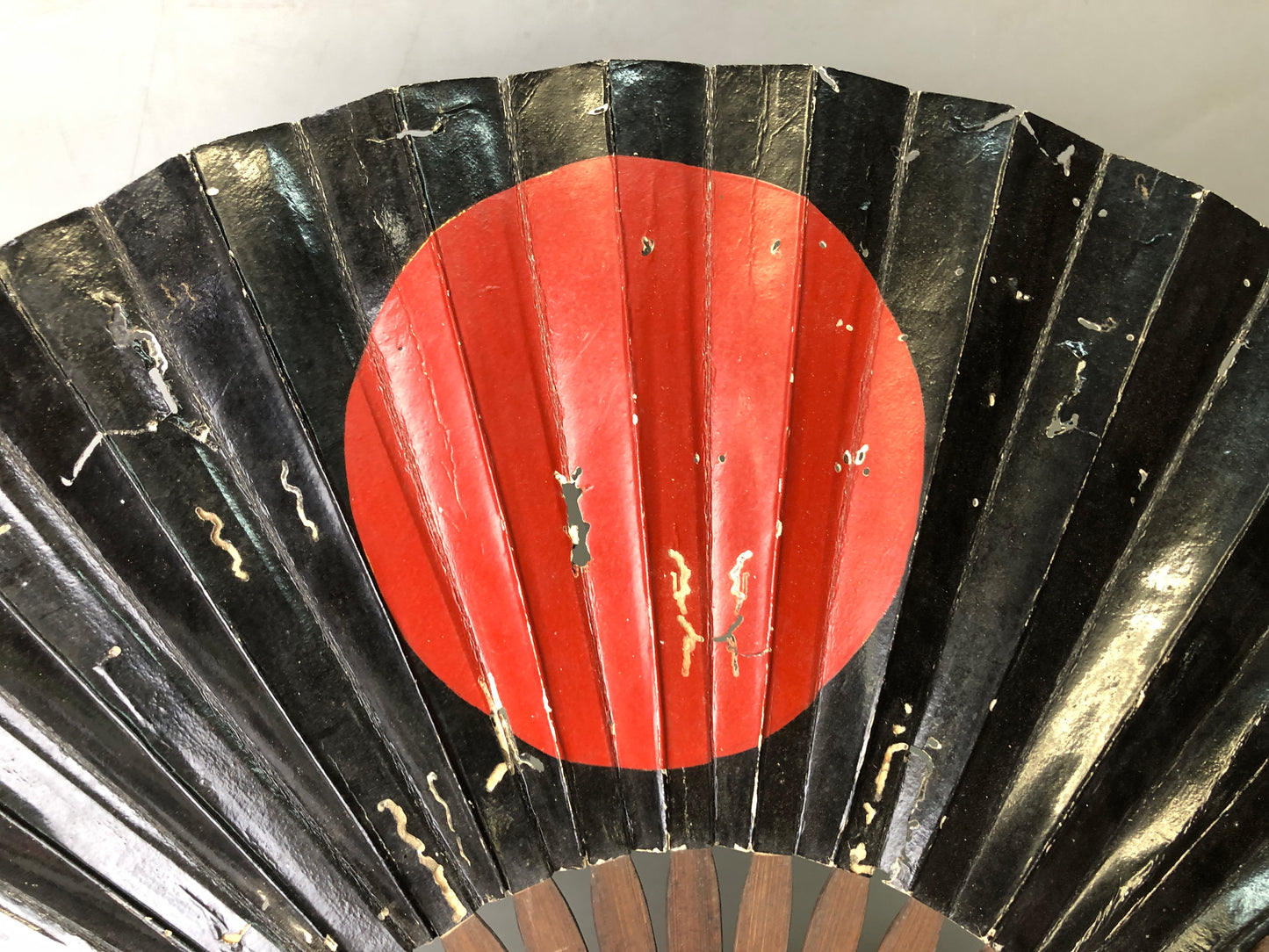 Y7828 TESSEN Iron Folding Fan Samurai hidden arms Hinomaru Japan antique vintage