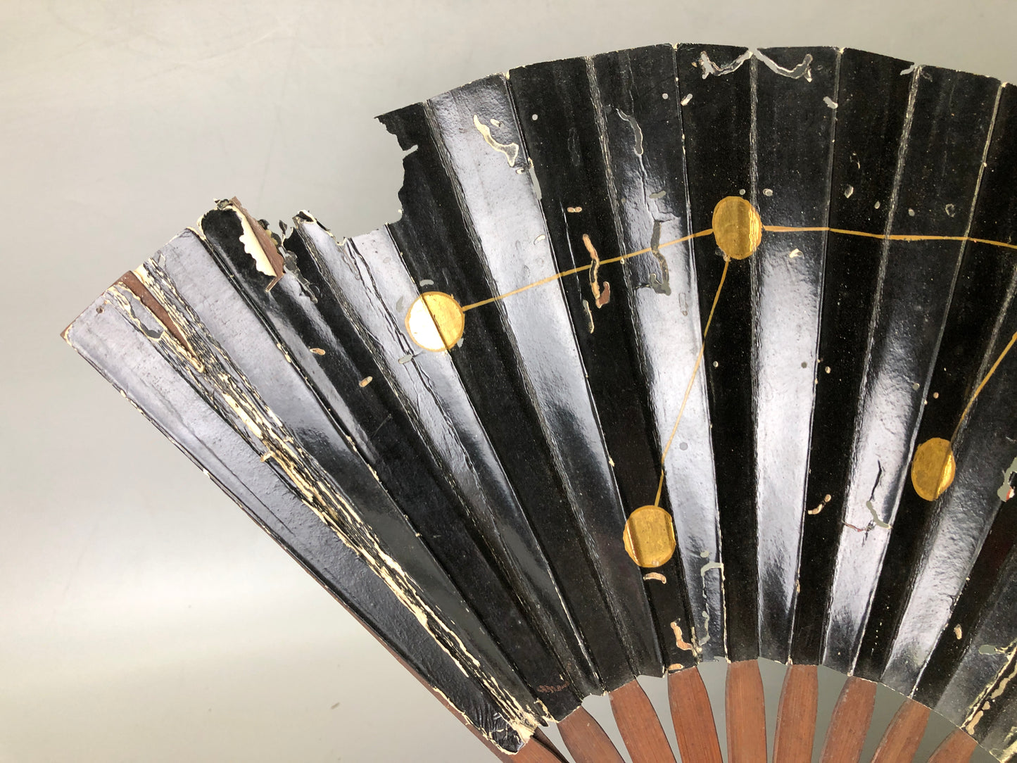 Y7828 TESSEN Iron Folding Fan Samurai hidden arms Hinomaru Japan antique vintage