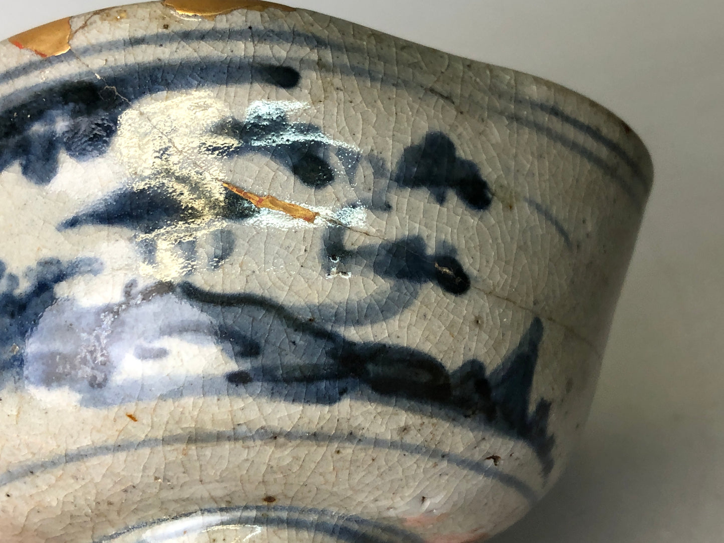 Y7830 CHAWAN Kihara-ware kintsugi bowl Japan antique tea ceremony pottery cup