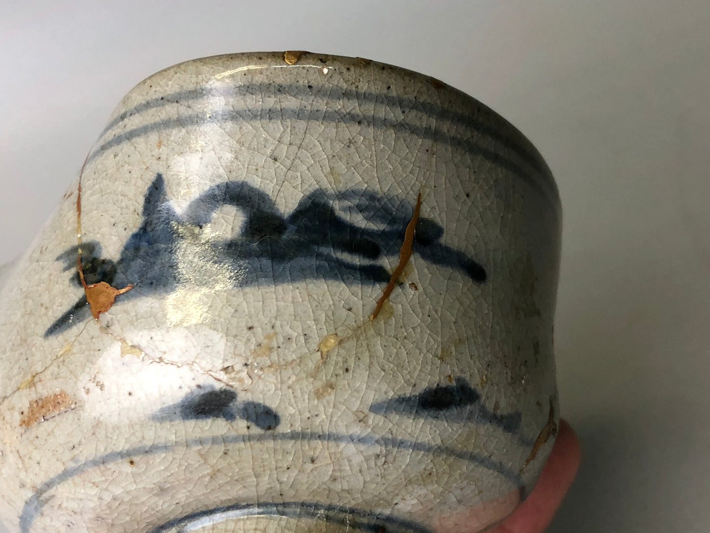 Y7830 CHAWAN Kihara-ware kintsugi bowl Japan antique tea ceremony pottery cup