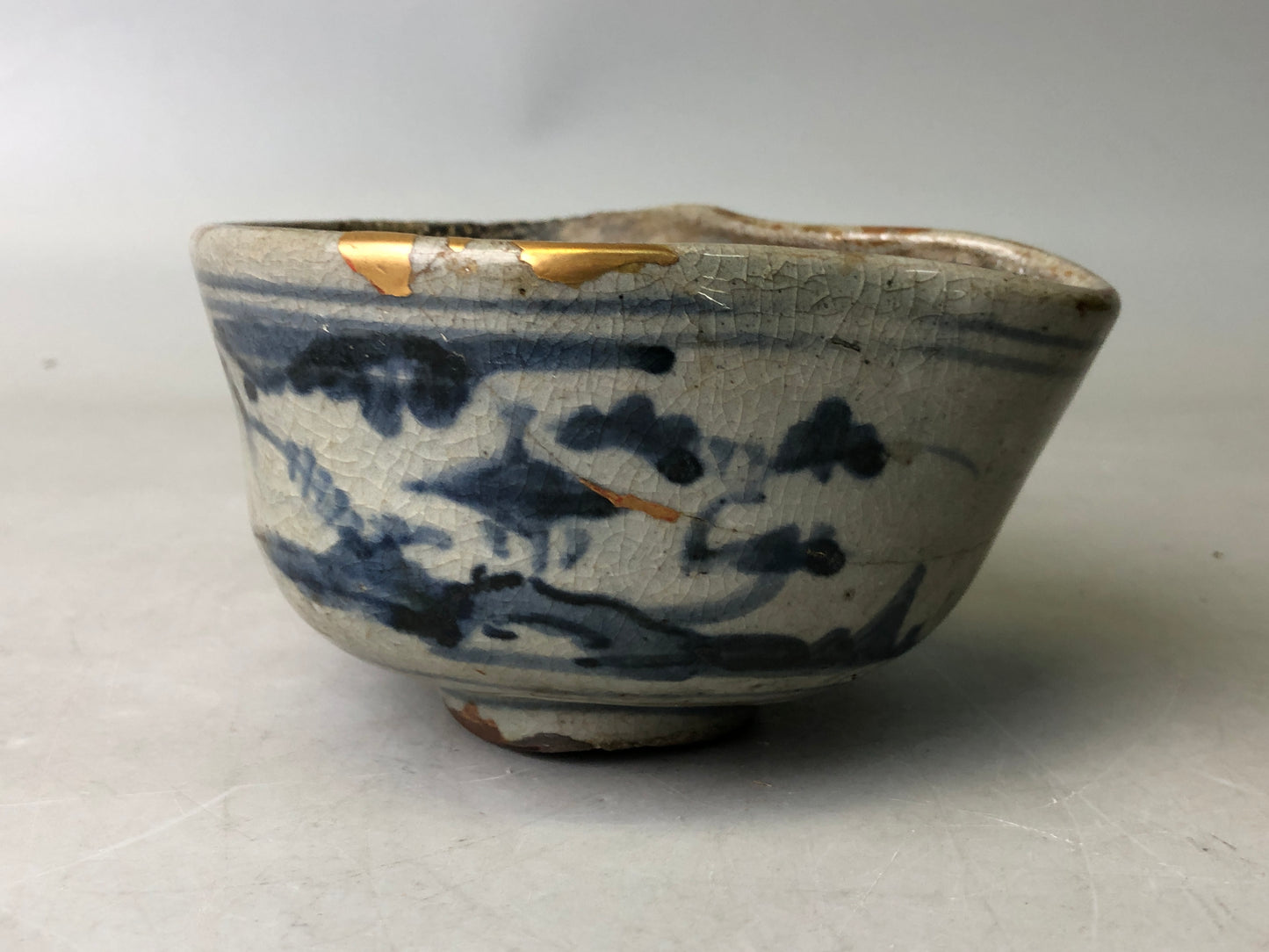 Y7830 CHAWAN Kihara-ware kintsugi bowl Japan antique tea ceremony pottery cup