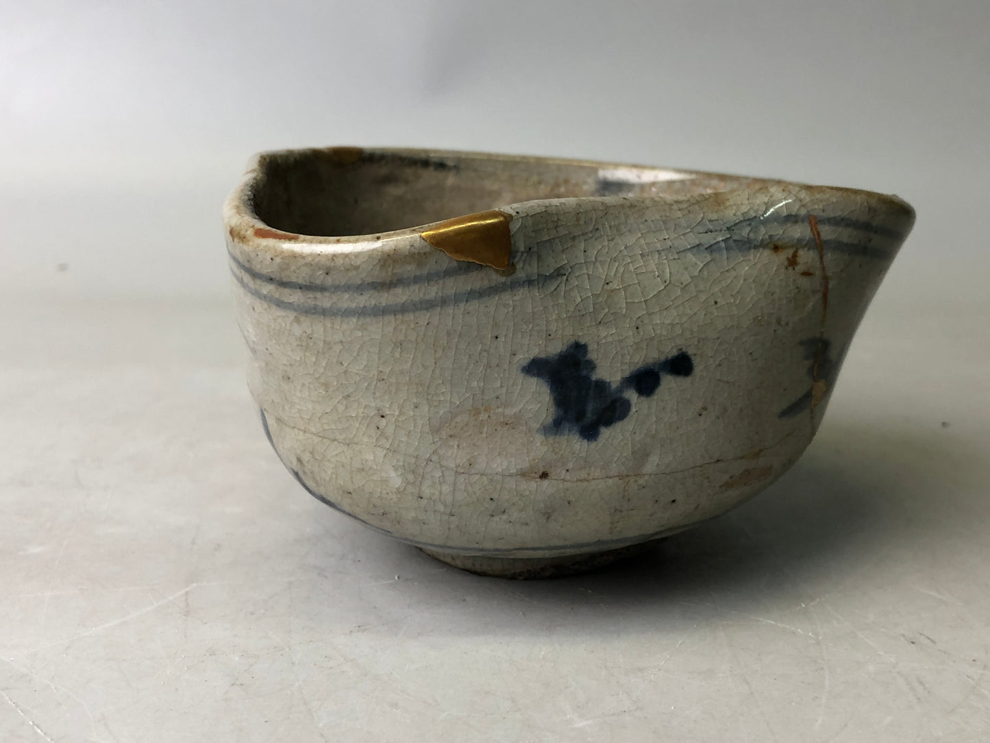 Y7830 CHAWAN Kihara-ware kintsugi bowl Japan antique tea ceremony pottery cup