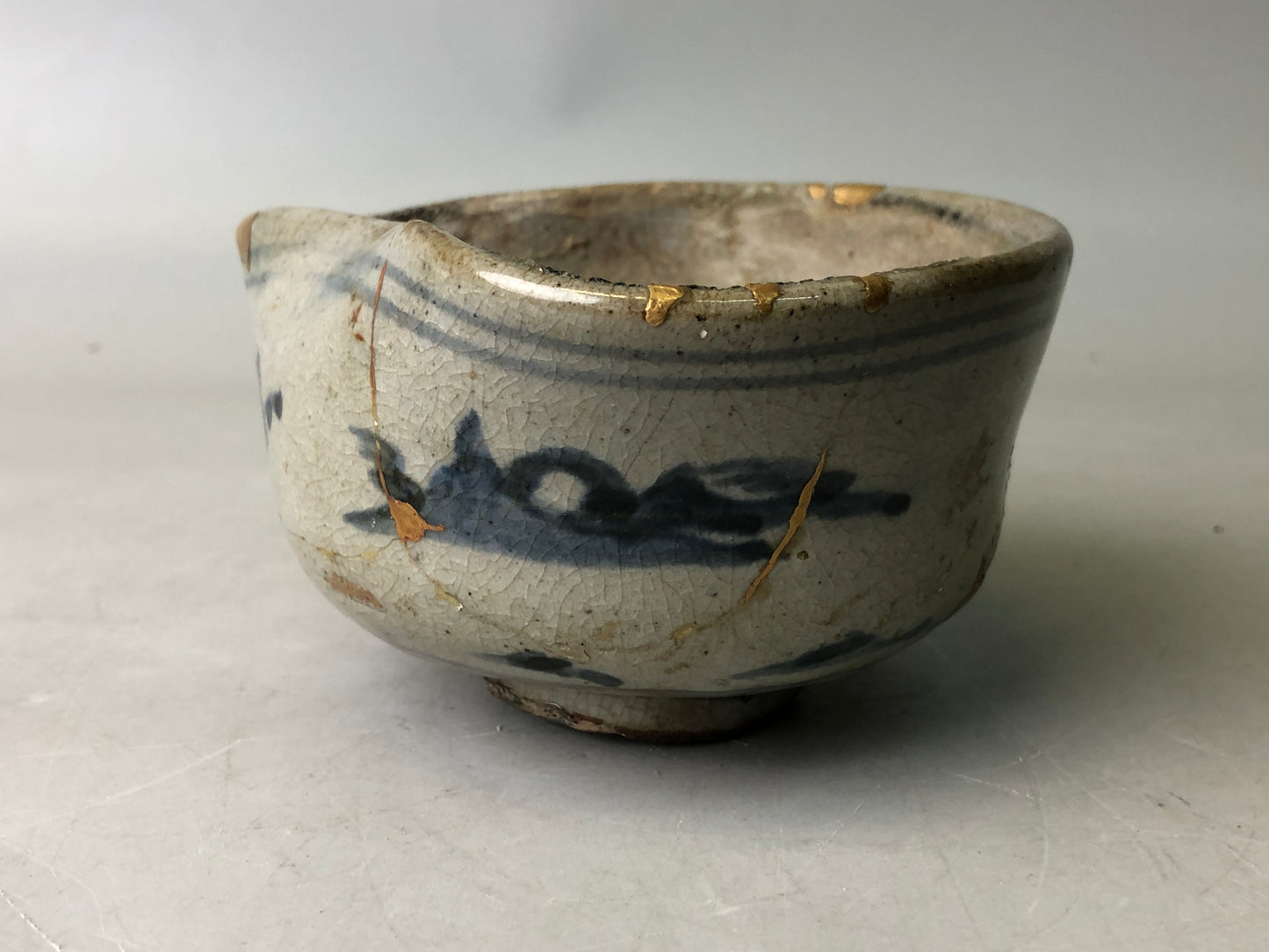 Y7830 CHAWAN Kihara-ware kintsugi bowl Japan antique tea ceremony pottery cup