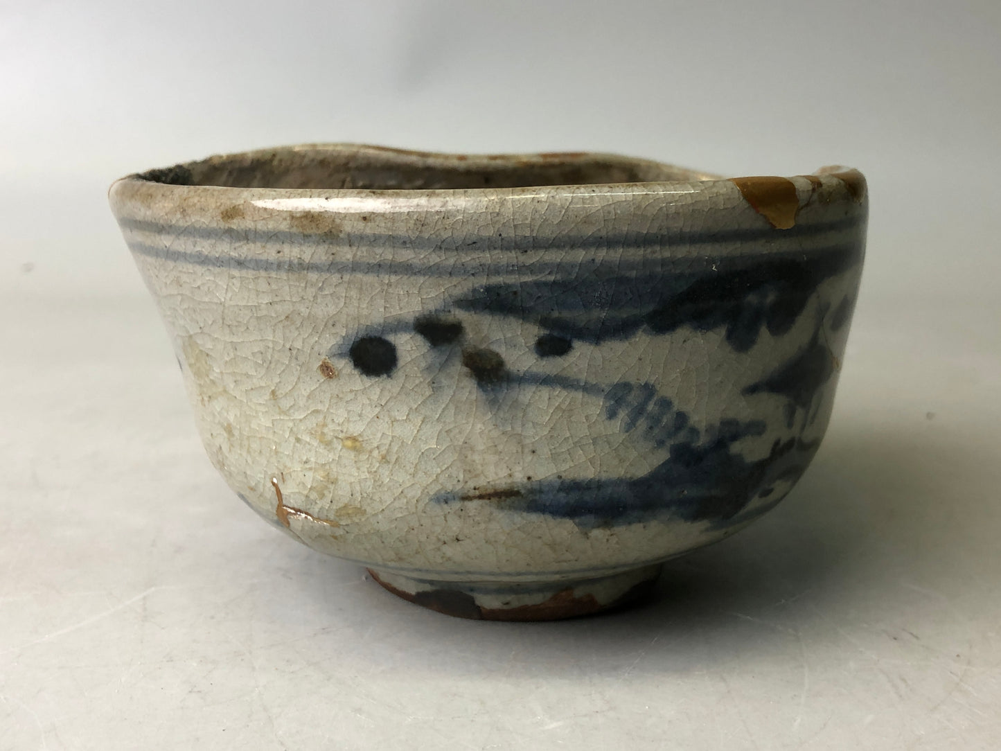 Y7830 CHAWAN Kihara-ware kintsugi bowl Japan antique tea ceremony pottery cup