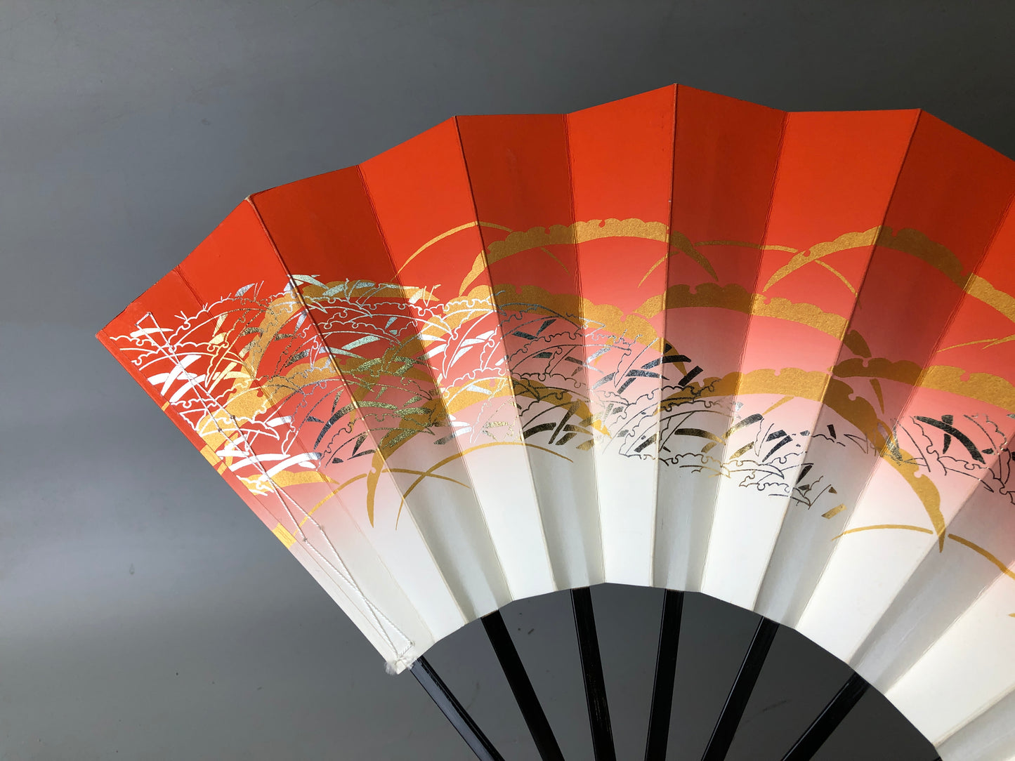 Y7833 SENSU Folding paper fan pair set bag Japan antique kimono accessory