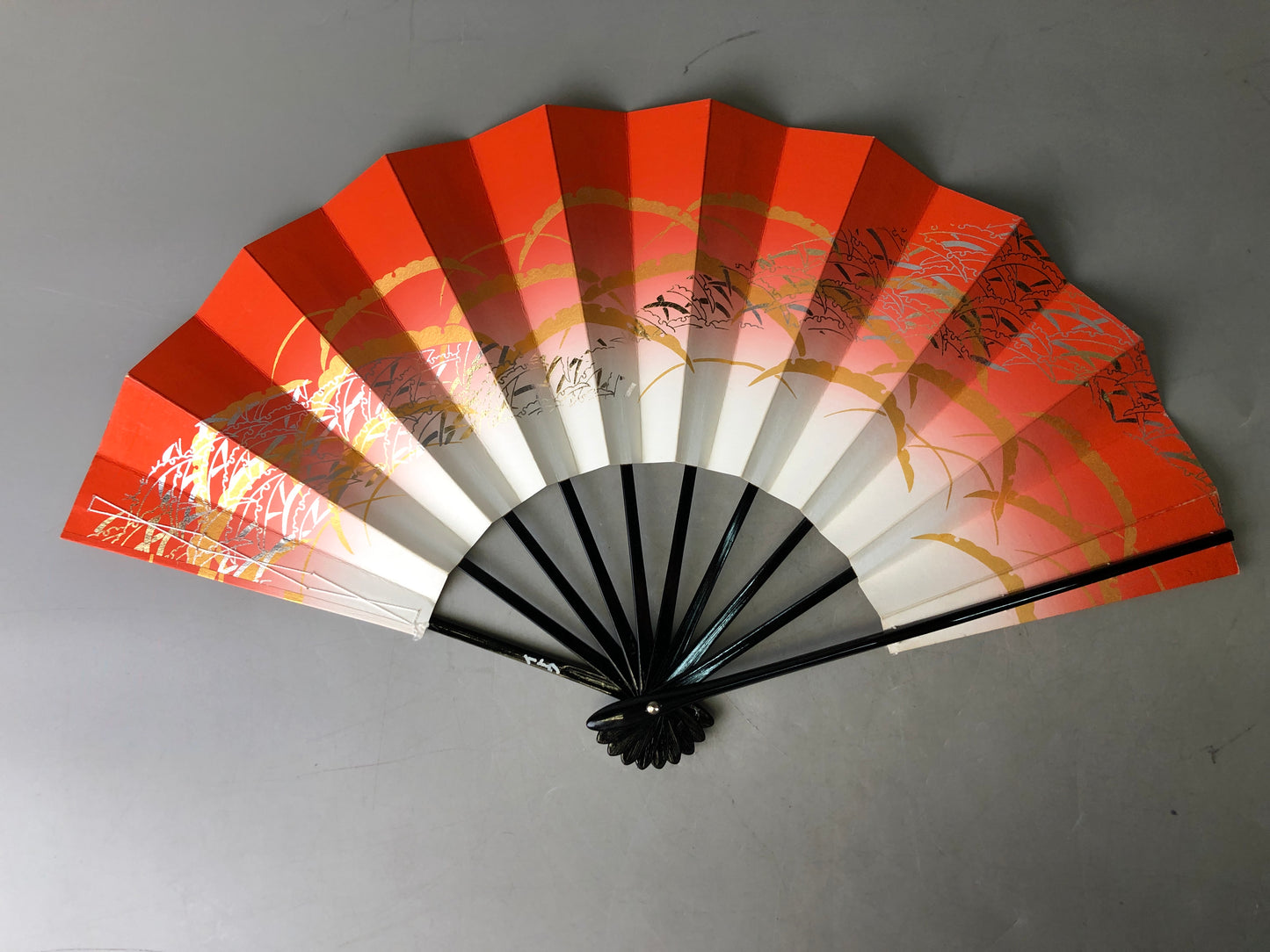 Y7833 SENSU Folding paper fan pair set bag Japan antique kimono accessory