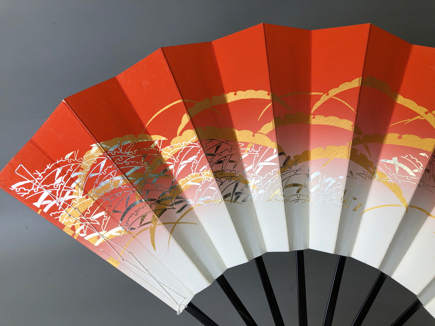 Y7833 SENSU Folding paper fan pair set bag Japan antique kimono accessory