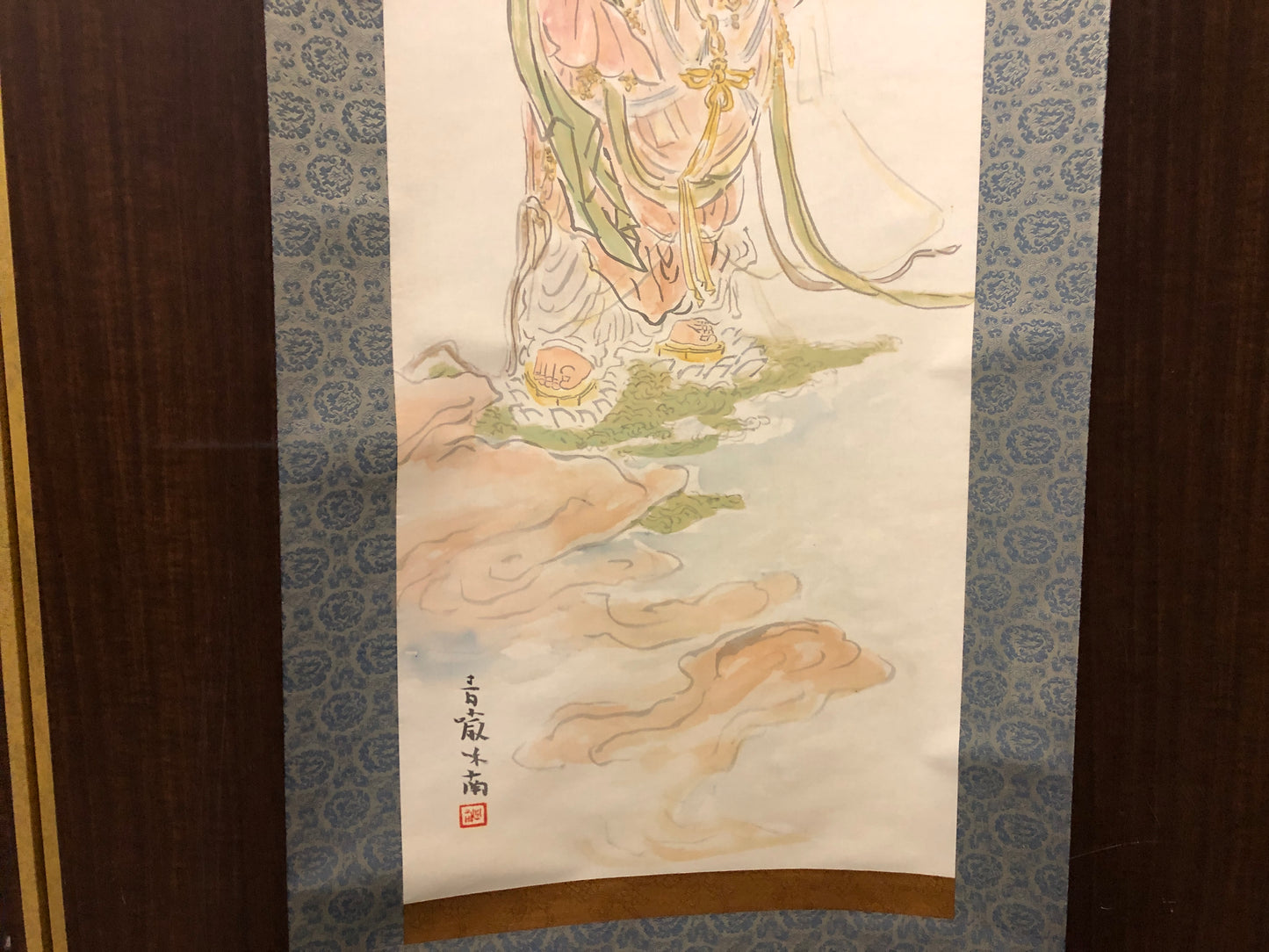 Y7841 KAKEJIKU Buddhist painting signed box Japan antique hanging scroll decor