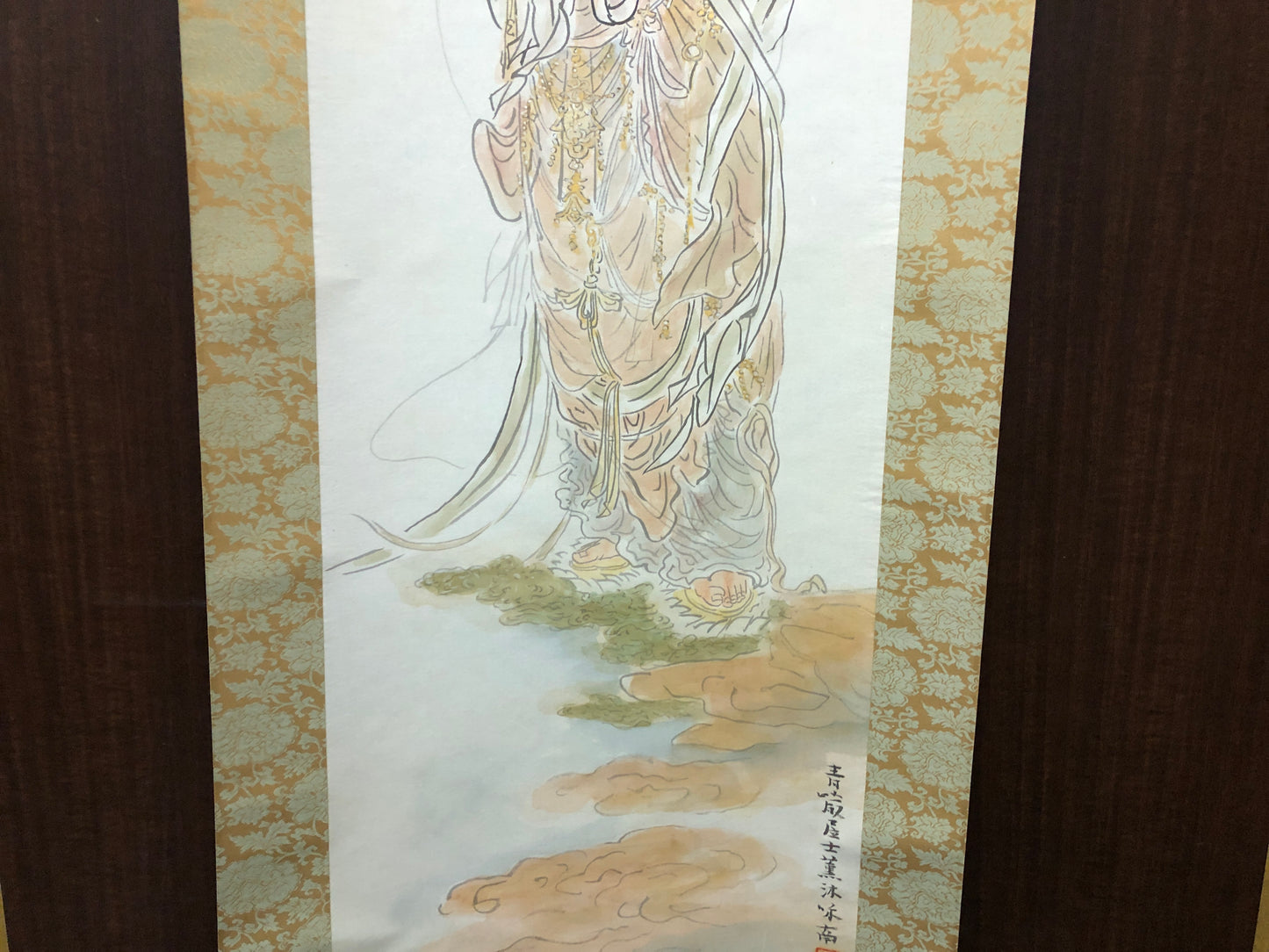 Y7844 KAKEJIKU Buddhist painting signed box Japan antique hanging scroll decor