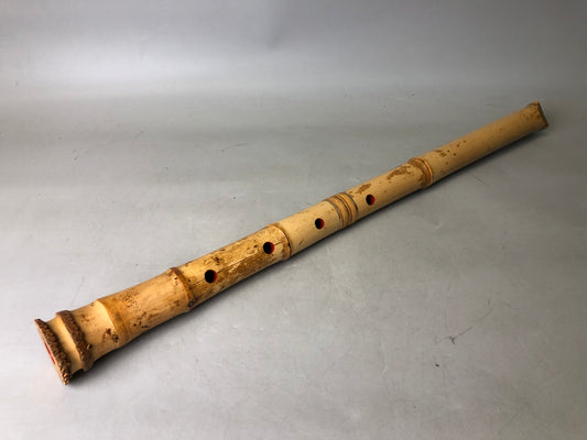 Y7852 SHAKUHACHI Bamboo flute Tozan style signed 3 silver lines Japan antique