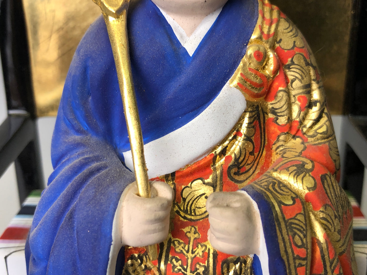 Y7853 STATUE wooden Buddha figurine colored Japan antique Buddhist figure decor