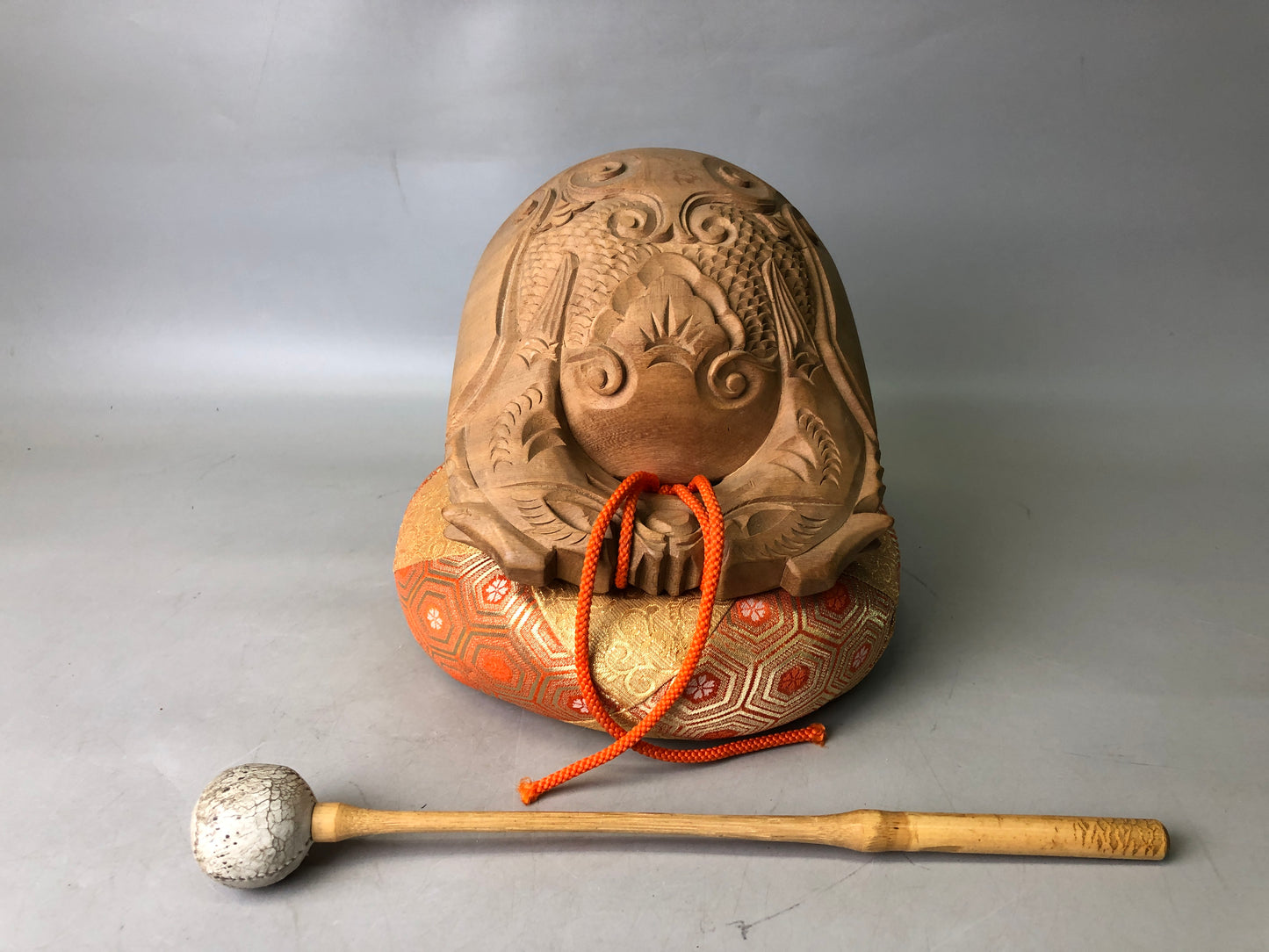 Y7866 MOKUGYO wooden Buddhist Monk Instrument Japan antique temple percussion