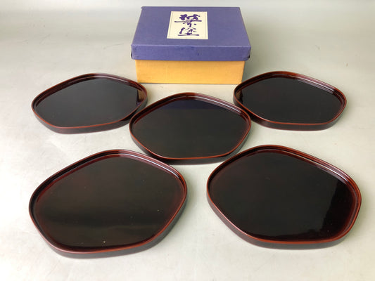 Y7896 DISH Tamenuri serving plate set of 5 box Japan antique tableware kitchen