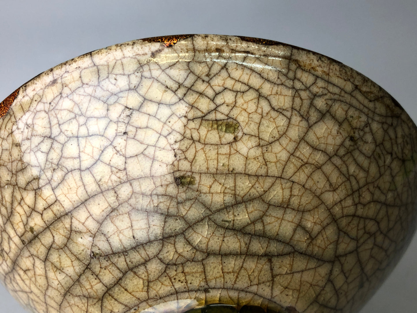 Y7904 CHAWAN Ko-Seto flat bowl kintsugi Makie box Japan antique tea ceremony cup