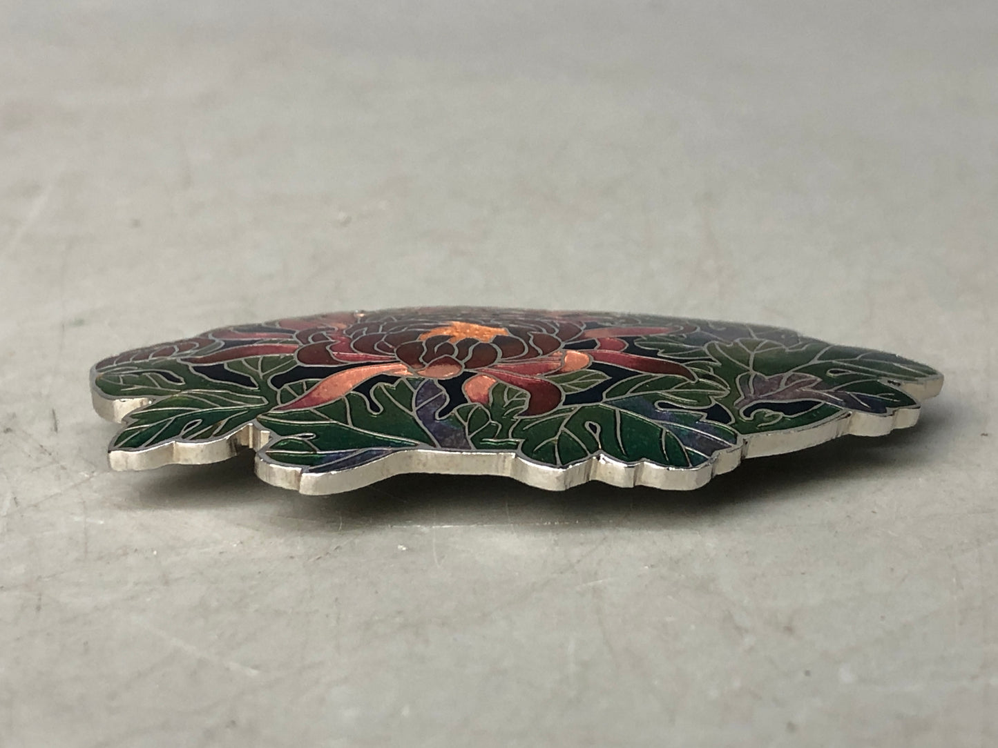 Y7937 OBIDOME Cloisonne Sash clip signed box Japan antique kimono accessory