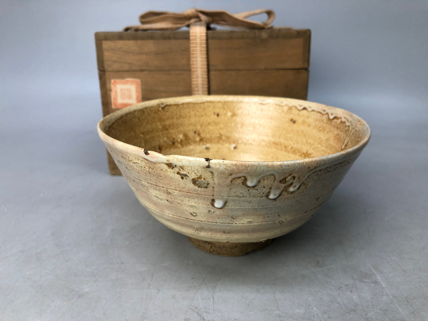 Y7960 CHAWAN Hagi-ware Kohagi bowl box Japan antique tea ceremony pottery cup