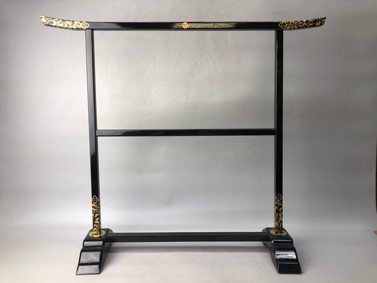 Y7971 STAND Black lacquer Makie towl clothes rack furniture Japan antique shelf