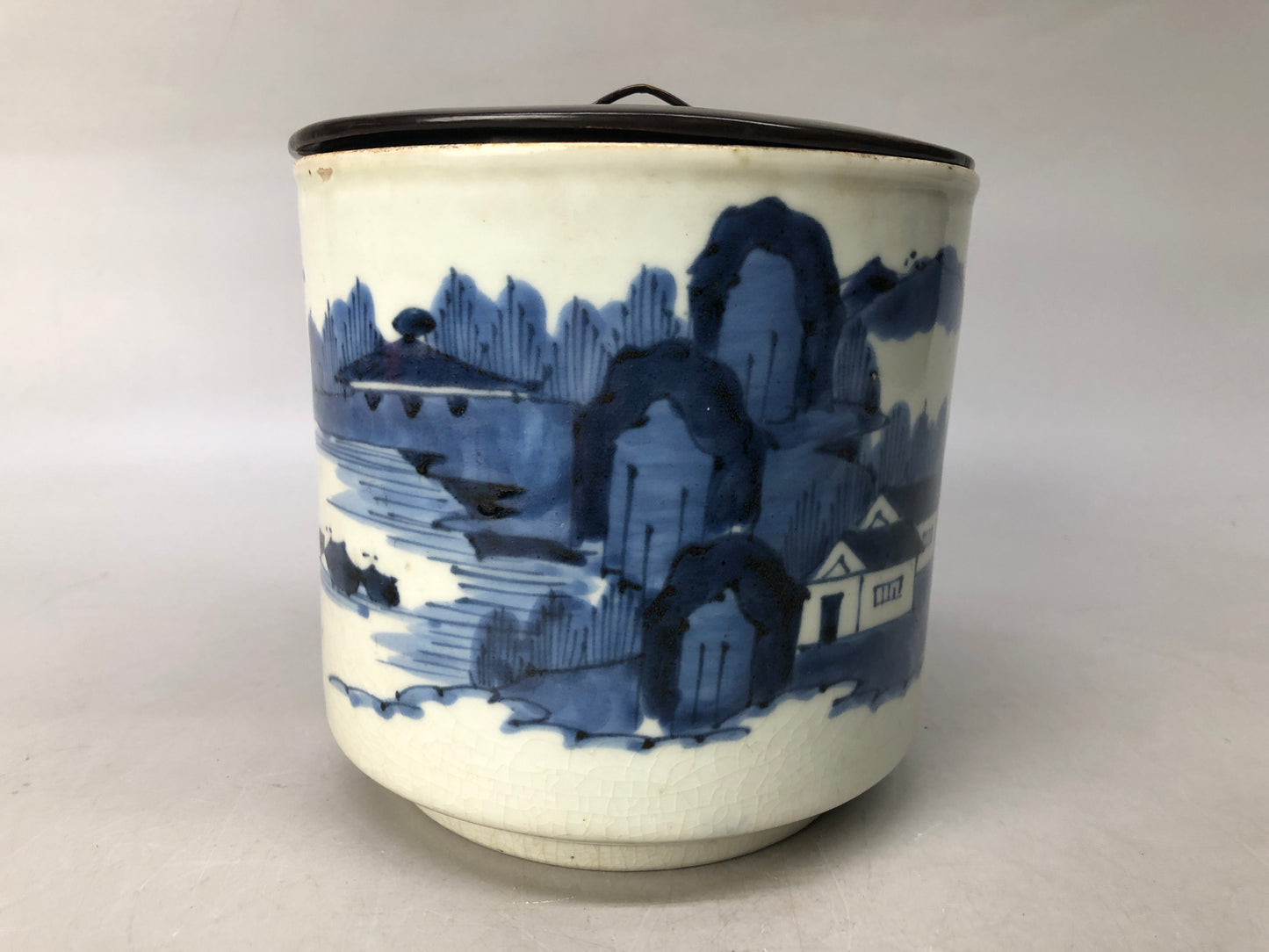 Y7972 MIZUSASHI Ko-Imari water pot box Japan antique tea ceremony container