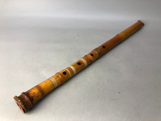 Y7974 SHAKUHACHI Bamboo flute Tozan style sgined Japan antique music instrument