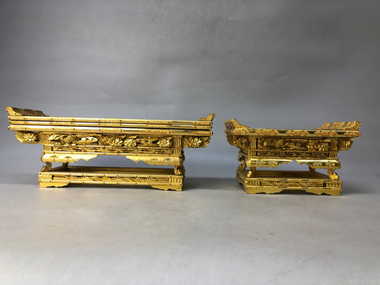 Y7991 Buddhist Altar Equipment Desk Wakasa lacquer top gold leaf Japan antique