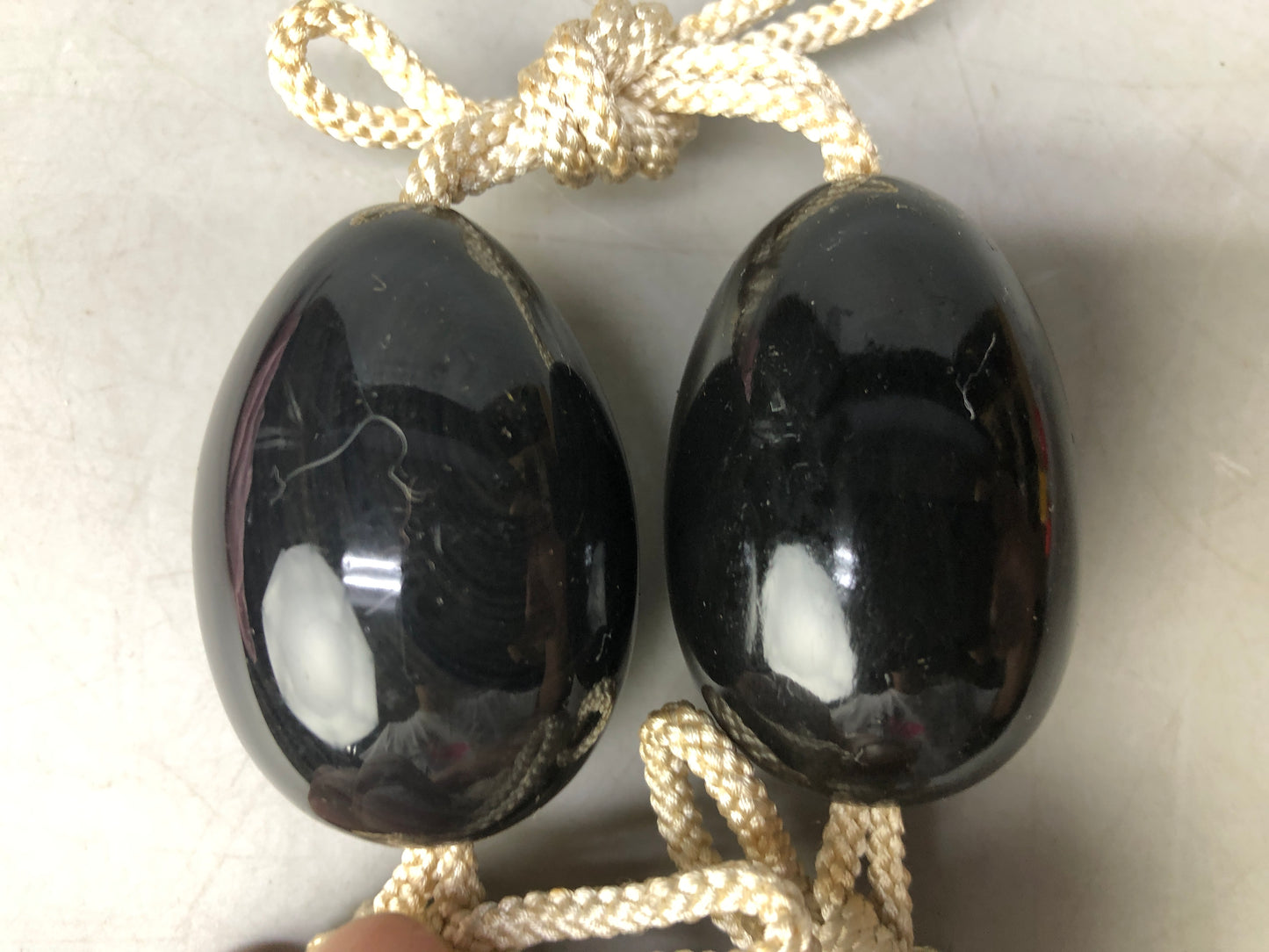 Y8009 FUCHIN Obsidian tassels box Japan kakejiku Hanging Scroll Weight ornament