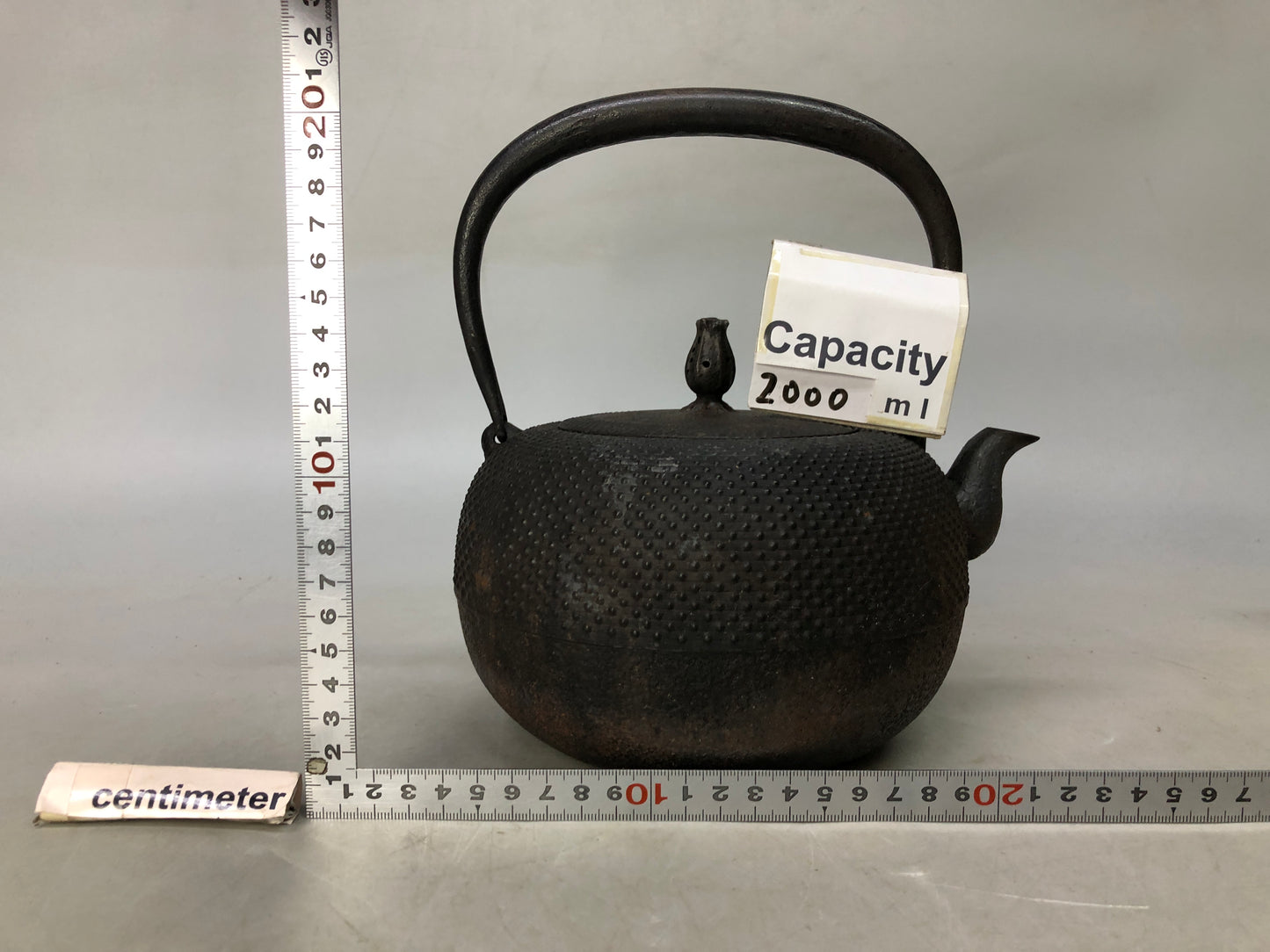 Y8014 TETSUBIN Iron Nanbu Nambu teapot kettle signed Japan antique tea ceremony