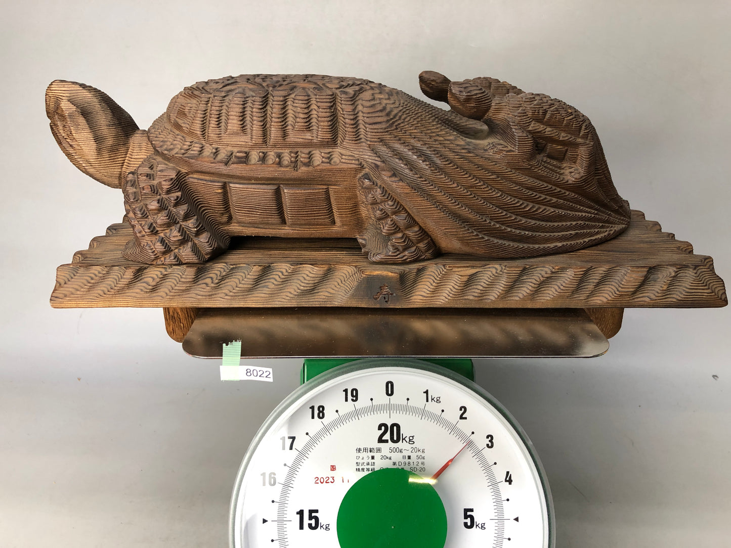 Y8022 OKIMONO wood carving Turtle figure figurine stand Japan antique interior