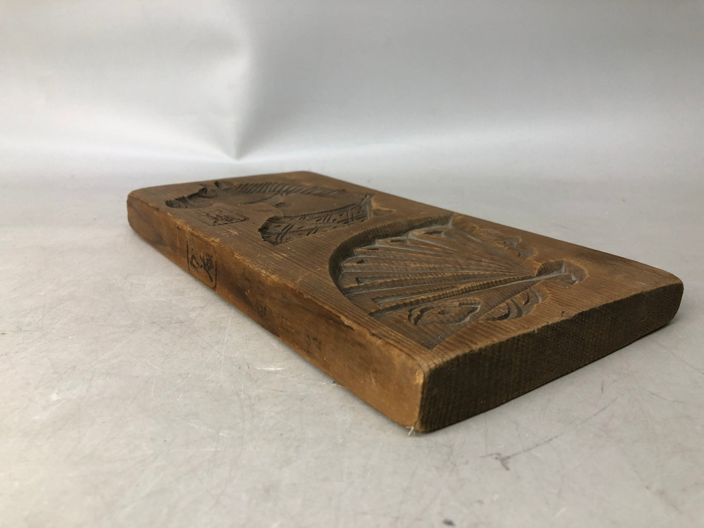 Y8043 KASHIGATA double-sided signed Japan antique Wooden Pastry Mold wagashi