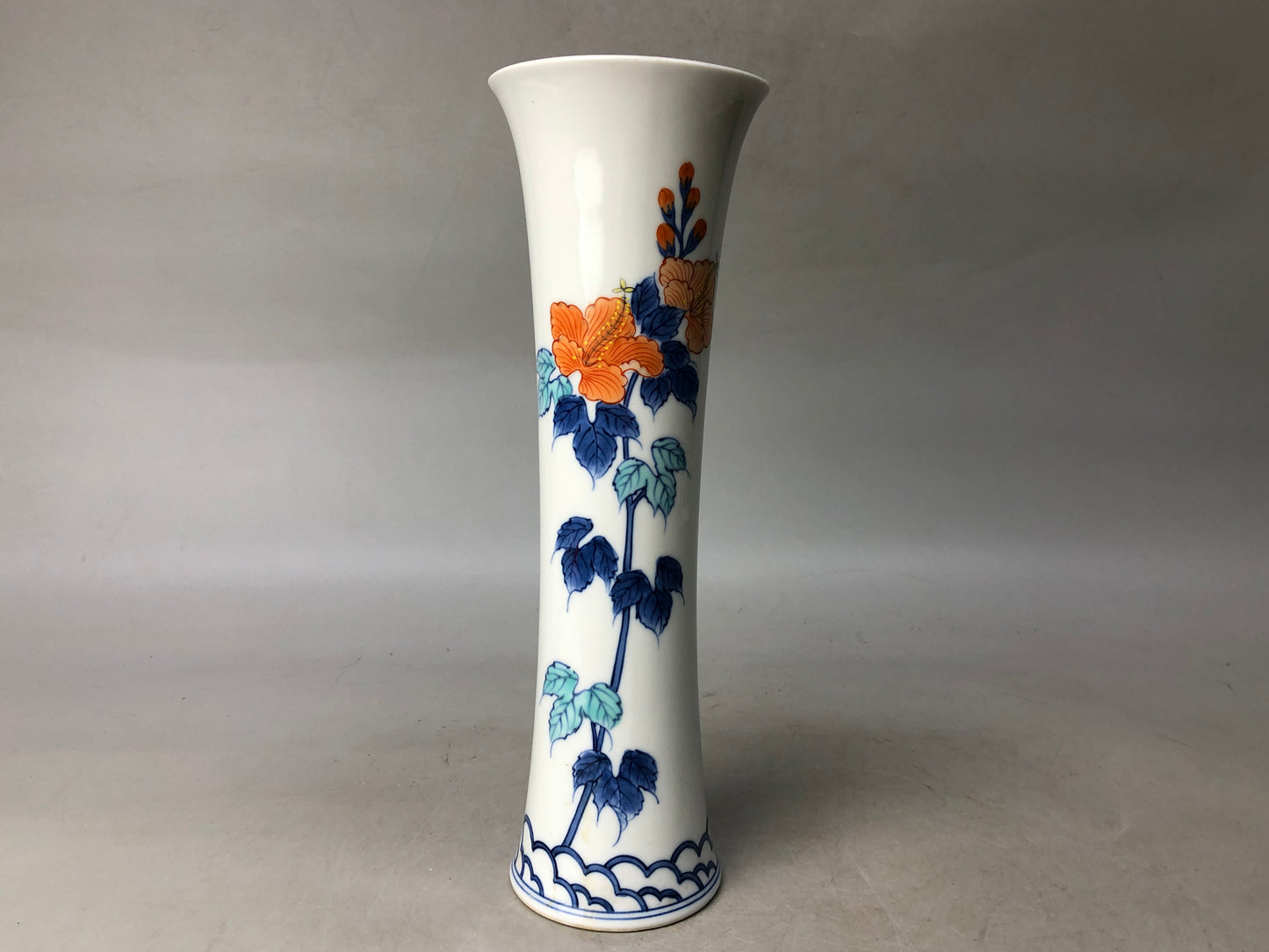 Y8068 FLOWER VASE Nabeshima-ware signed box Japan ikebana floral arrangement