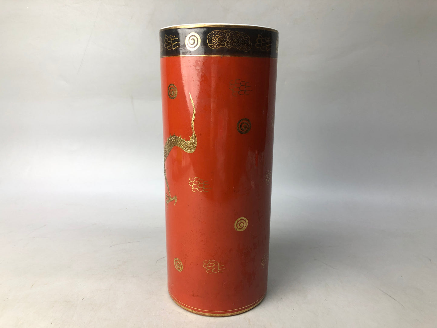 Y8077 FLOWER VASE Seto-ware Dragon Japan ikebana floral arrangement interior