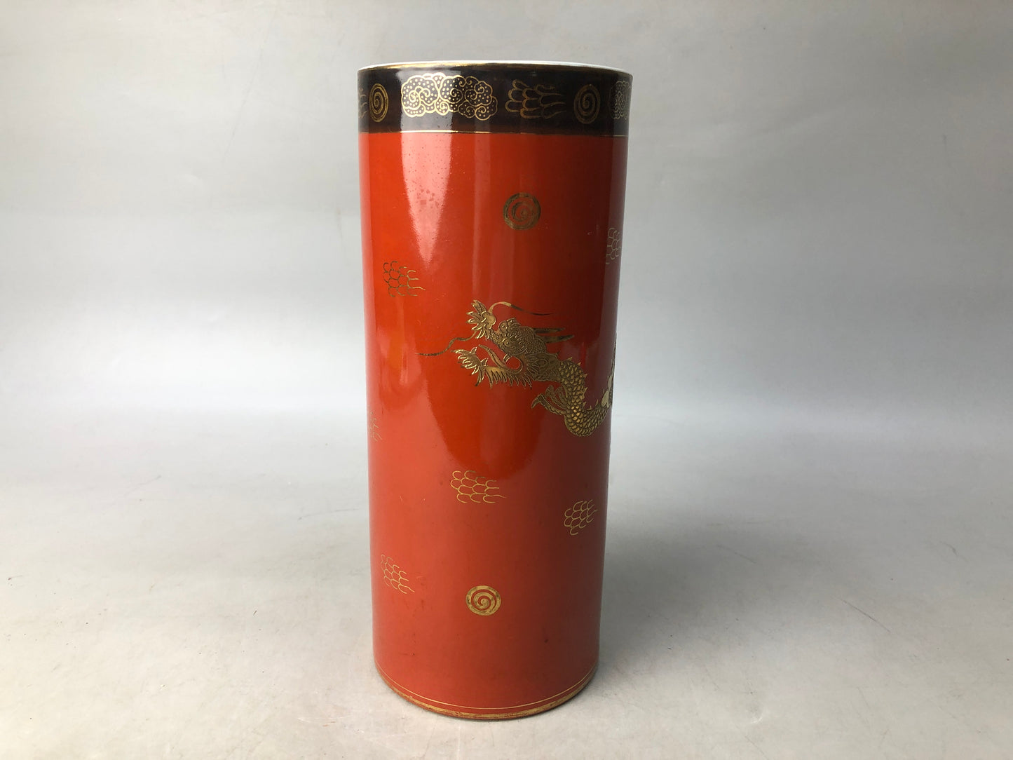 Y8077 FLOWER VASE Seto-ware Dragon Japan ikebana floral arrangement interior