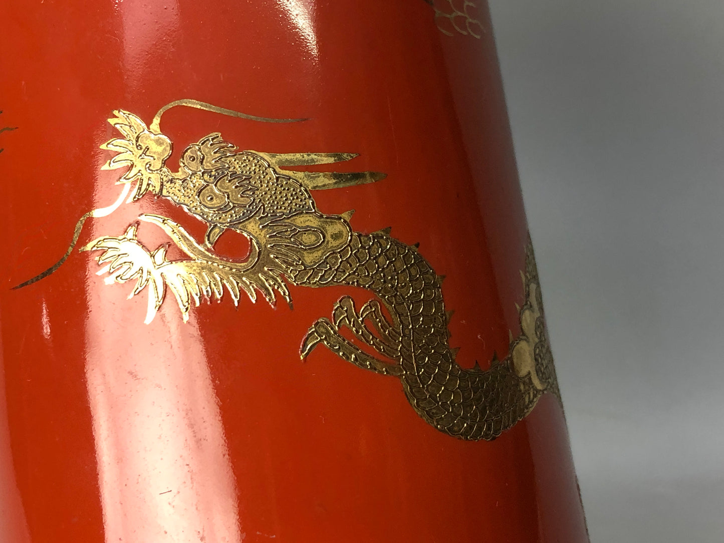 Y8077 FLOWER VASE Seto-ware Dragon Japan ikebana floral arrangement interior