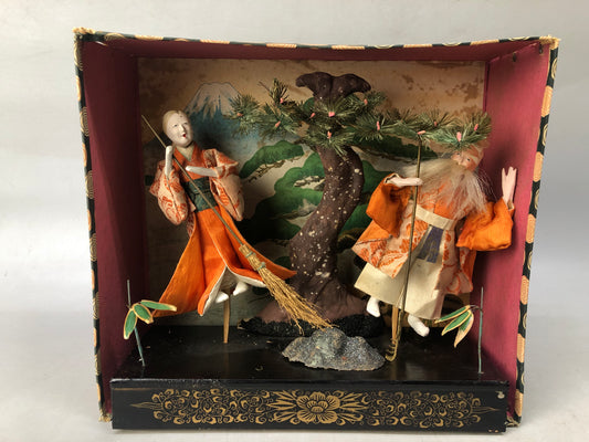 Y8117 NINGYO Japanese doll Takasago old couple box Japan antique figurine figure