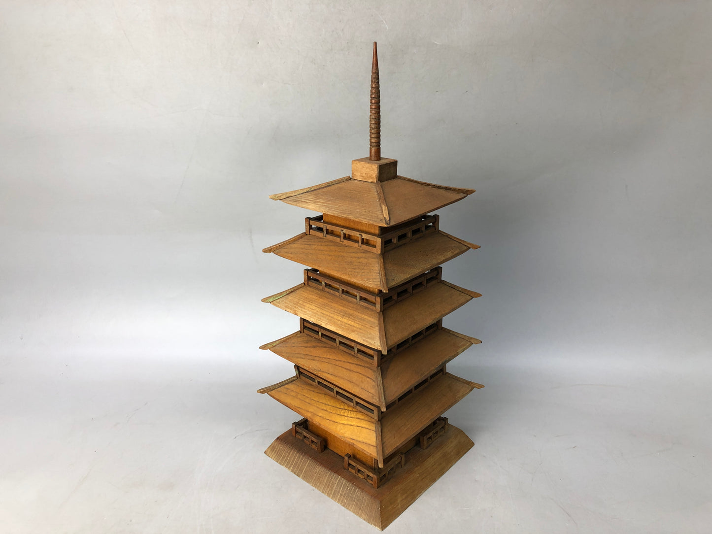 Y8154 OKIMONO wooden five-story Pagoda assembly type Japan antique interior