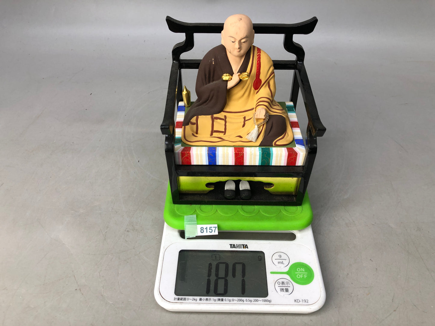 Y8157 STATUE colored seated Buddha figurine Buddhism Japan antique interior