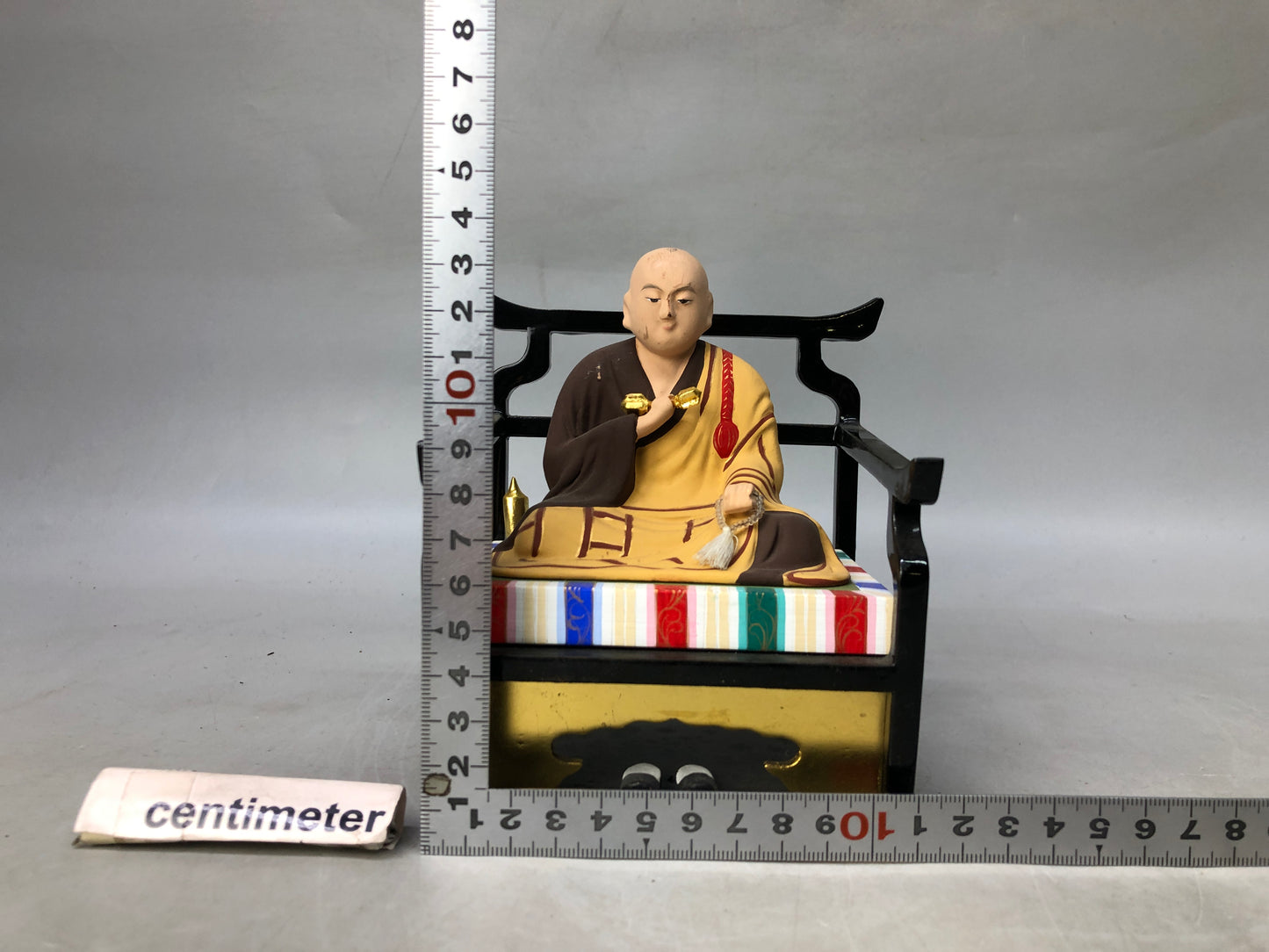 Y8157 STATUE colored seated Buddha figurine Buddhism Japan antique interior