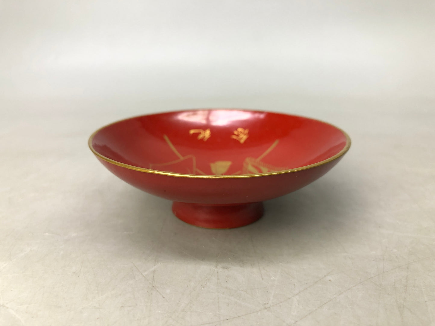 Y8167 Imperial Japan Army Vermilion-lacquered sake cup star mark WW2 vintage