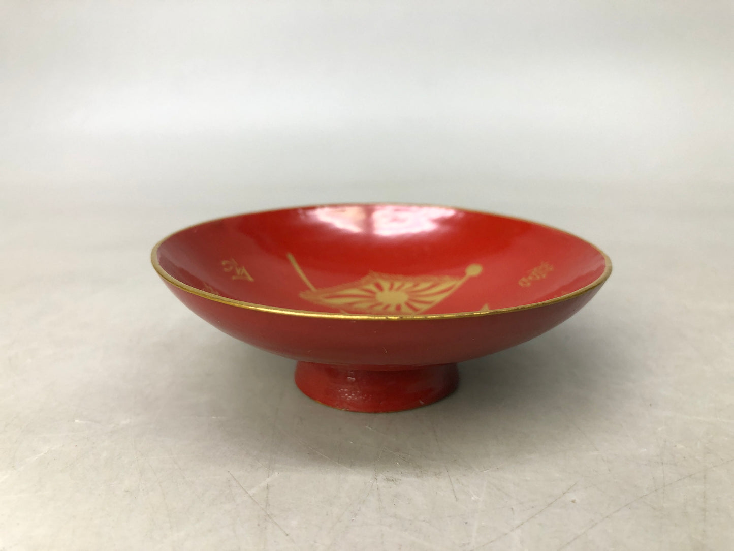 Y8167 Imperial Japan Army Vermilion-lacquered sake cup star mark WW2 vintage