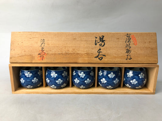 Y8172 YUNOMI Arita-ware cup set of 5 signed box Japan antique tea ceremony bowl