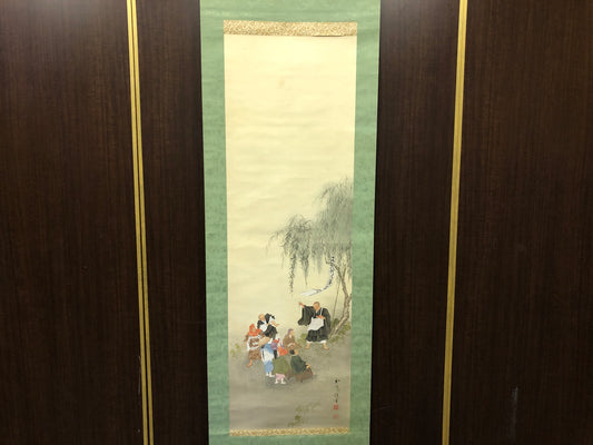 Y8176 KAKEJIKU Saint Nichiren signed box Japan antique hanging scroll art decor