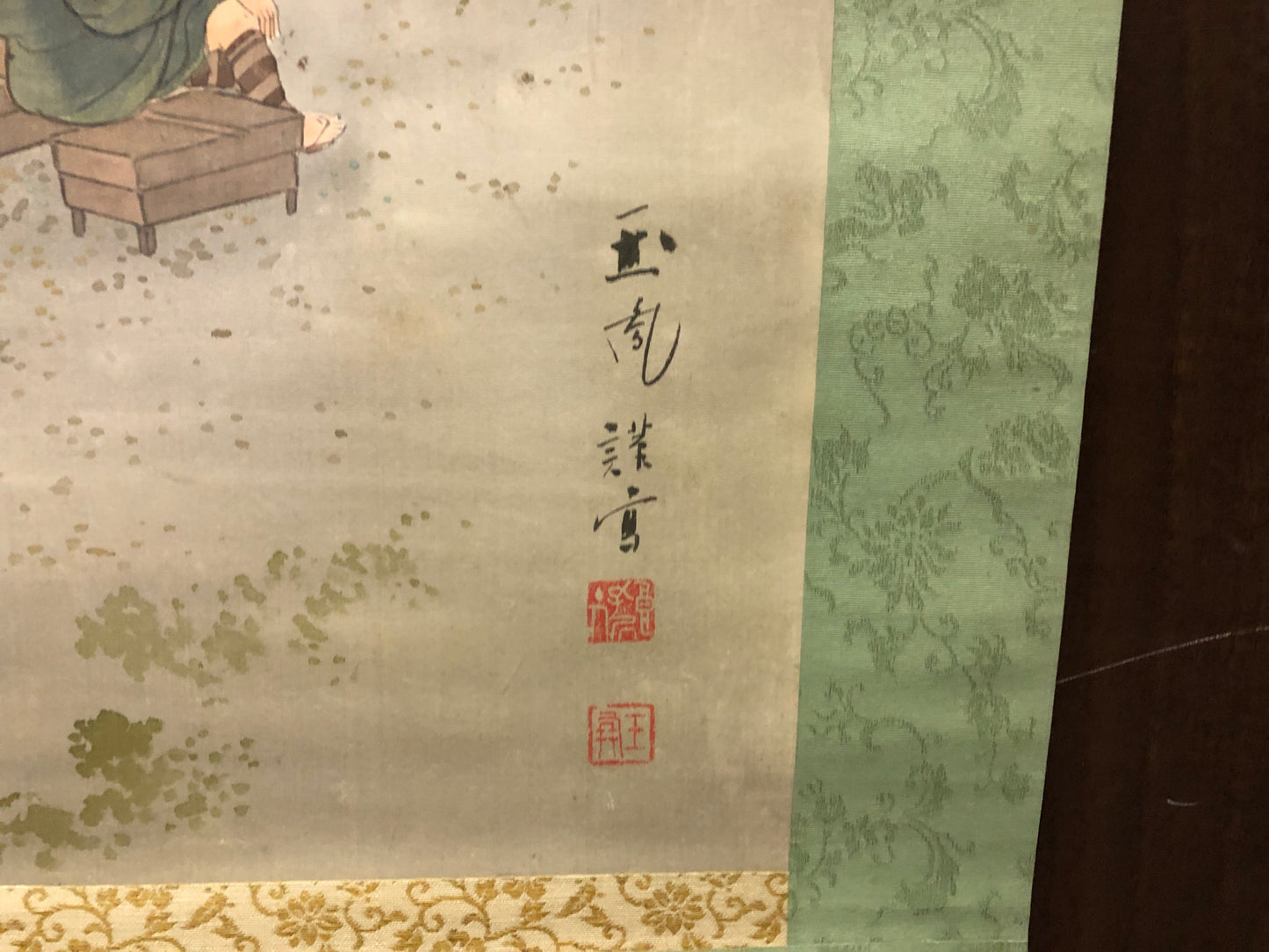 Y8176 KAKEJIKU Saint Nichiren signed box Japan antique hanging scroll art decor