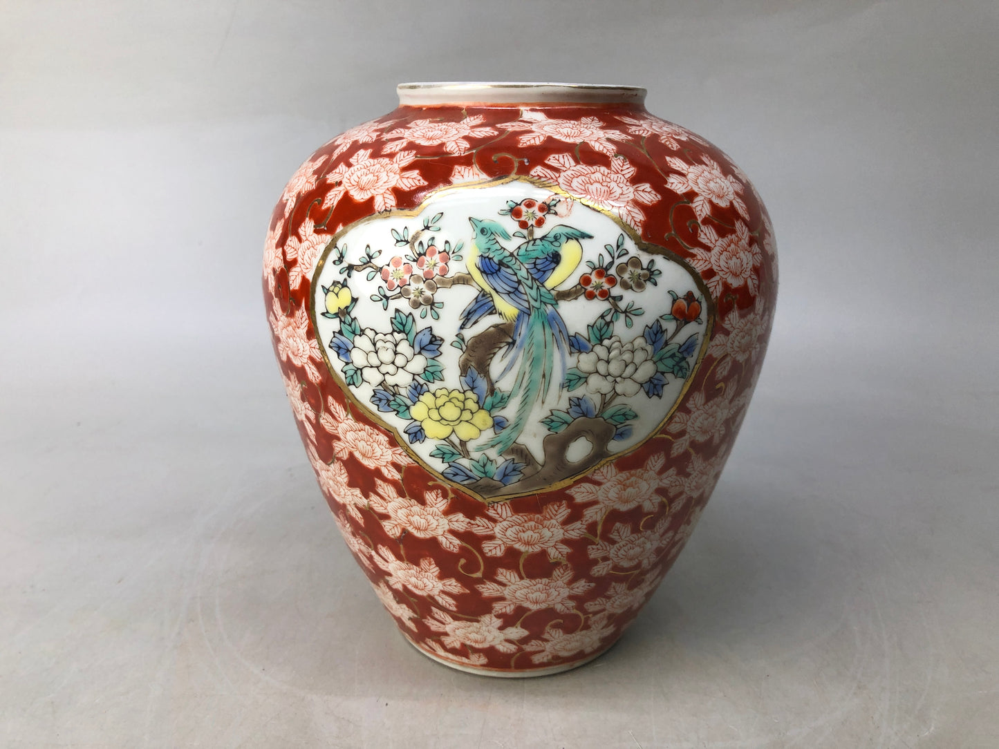 Y8181 FLOWER VASE Arita-ware pot signd Japan ikebana floral arrangement interior