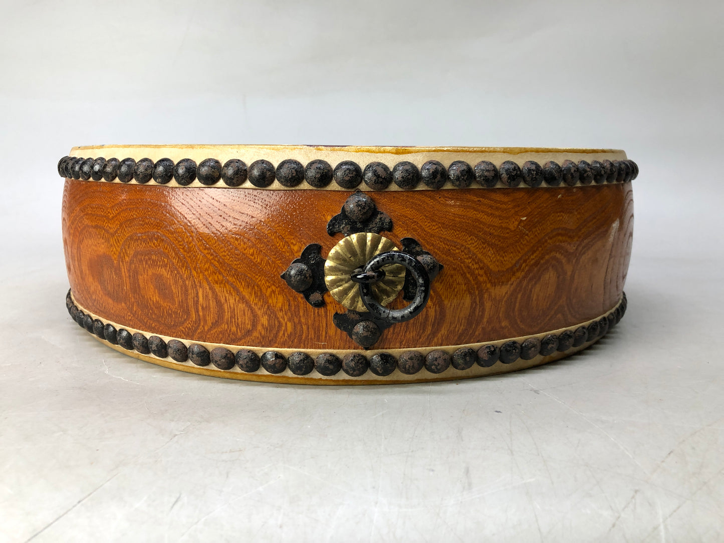Y8186 TAIKO Drum dragon color picture Japan antique music musical instrument