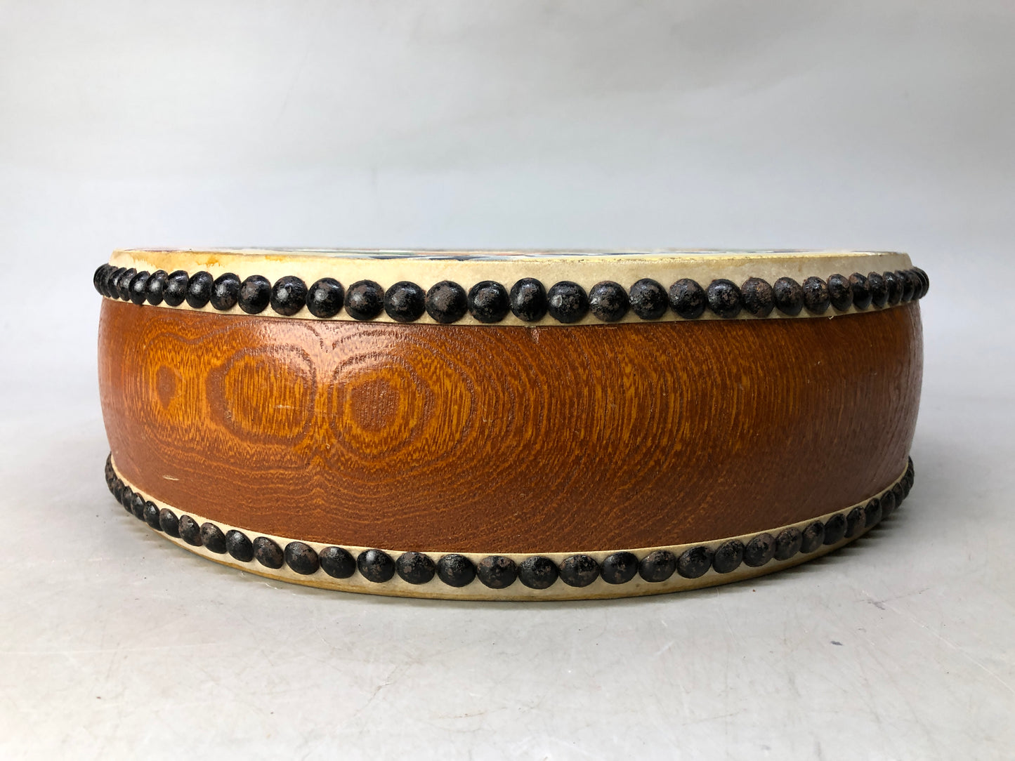 Y8186 TAIKO Drum dragon color picture Japan antique music musical instrument