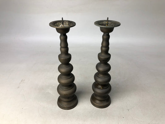 Y8187 Buddhist Altar copper Candlestick candle holder pair Japan antique decor